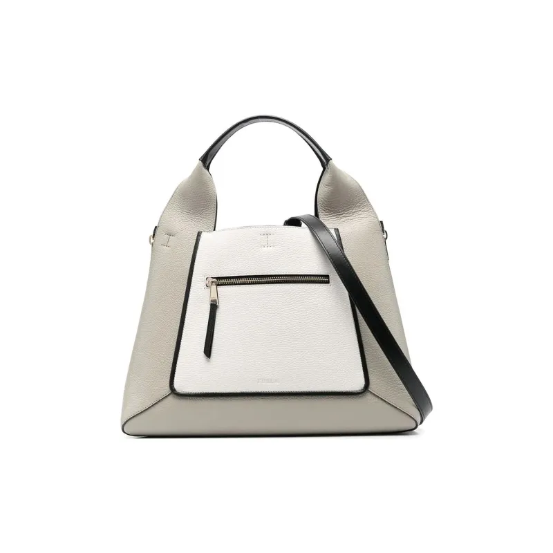 Furla Gilda Calfskin Tote Bag Shopping Bag Shoulder Bag Crossbody Bag Handbag Large Size Women's Gray/White-1