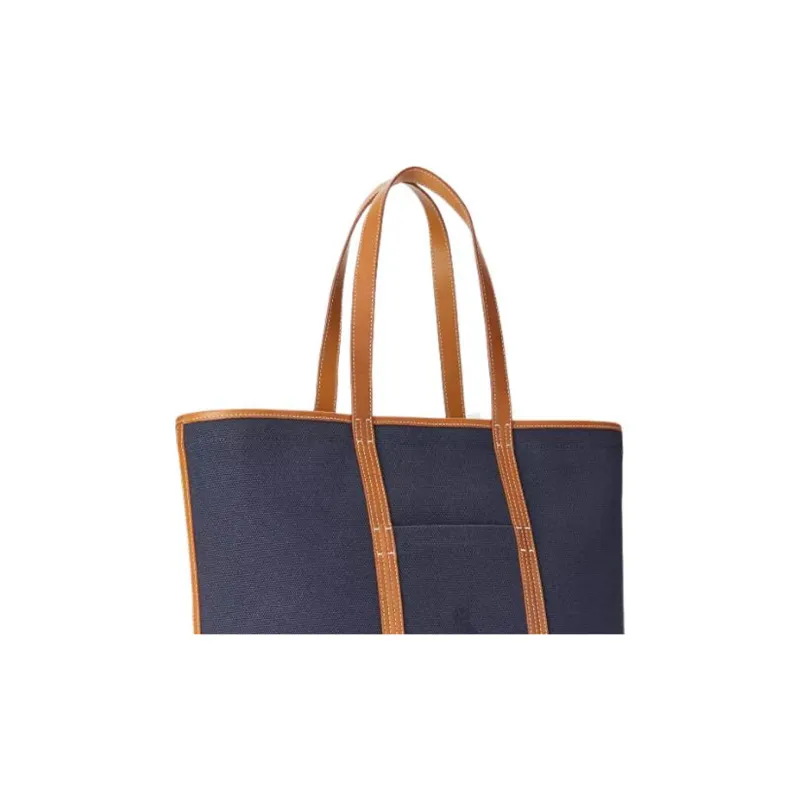 Polo Ralph Lauren Canvas With Leather Tote Bag Shopping Bag Canvas Bag Handbags Medium Size Unisex-4