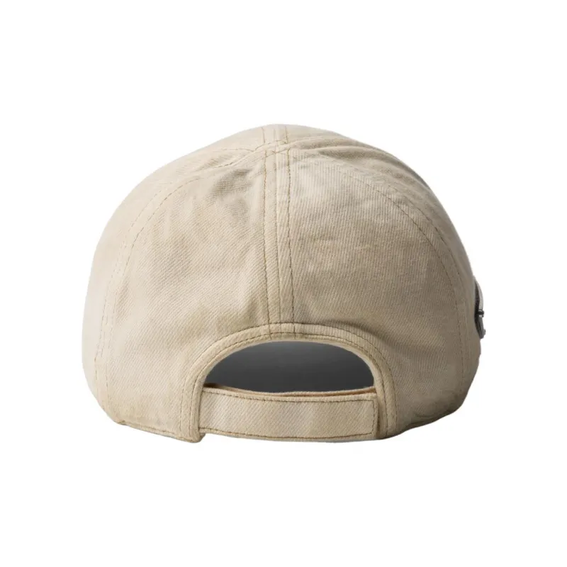 PRADA Fabric, Cotton Enamel, Metal Baseball Caps Men's Beige-1