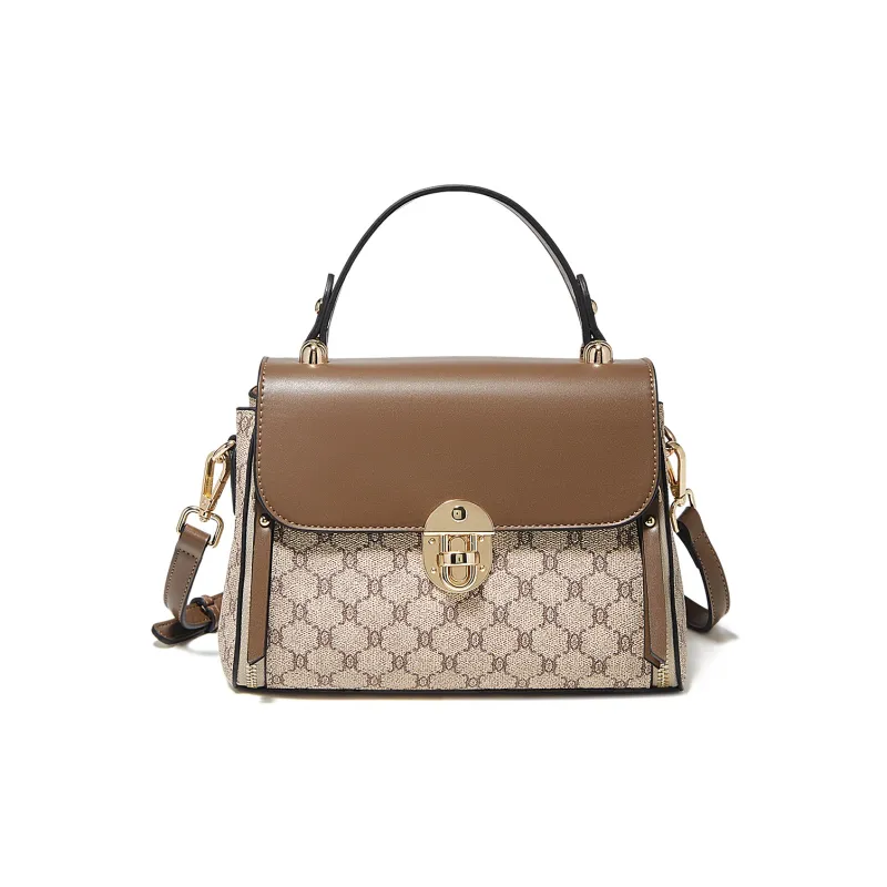 Marino Orlandi Synthetic Leather Kelly Bag Shoulder Bag Crossbody Bag Handbag Large Size Women's Coffee-6