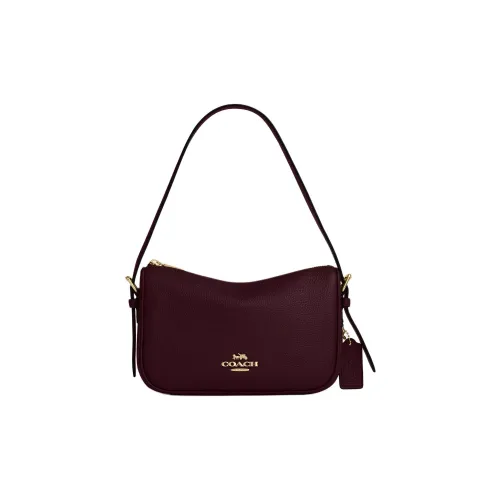 COACH Kailey Pebble Leather Handbag, Shoulder Bag Medium Size Women's Burgundy