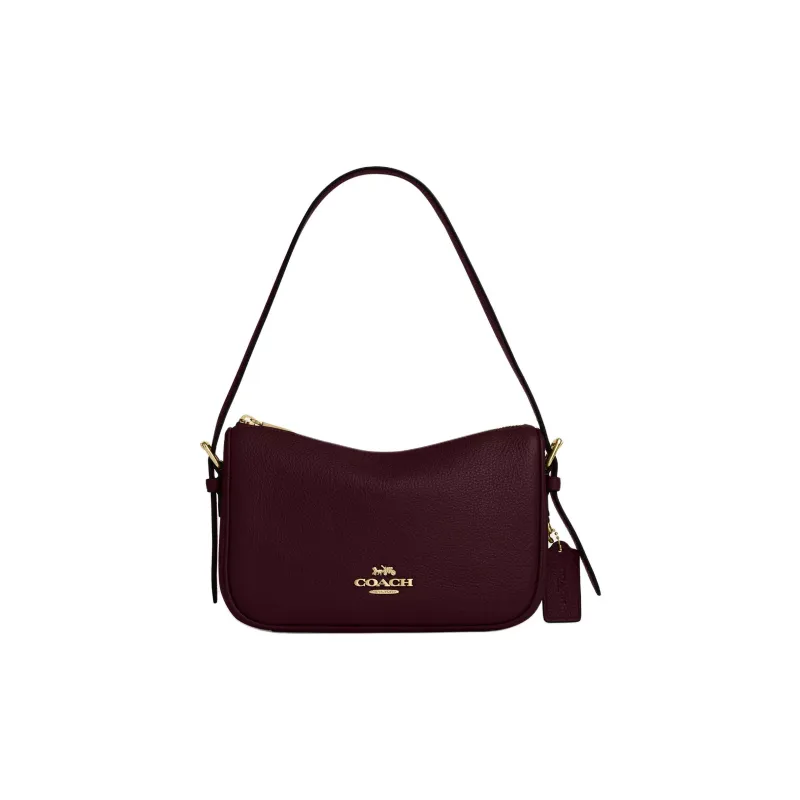 COACH Kailey Pebble Leather Handbag, Shoulder Bag Medium Size Women's Burgundy-0