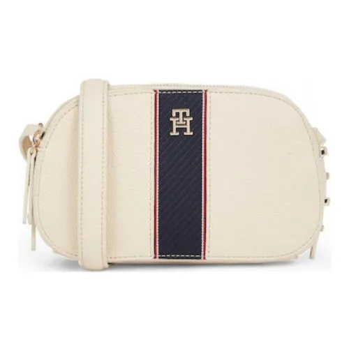 Tommy Hilfiger Polyurethane Shoulder Bag Crossbody Bag Women's Ecru & Navy Cyan