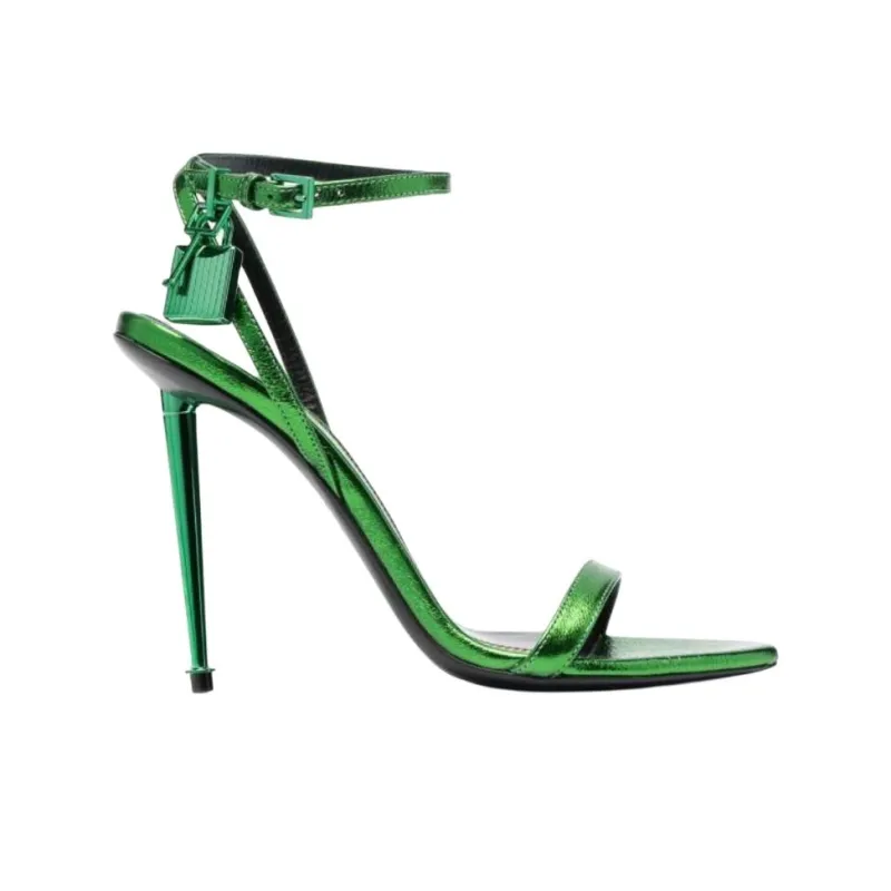 TF Strap Sandals 10.5cm Women's Green-1