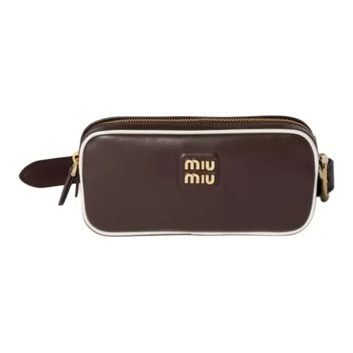 MIU MIU Cow Leather Fanny Pack Women's Brown & White