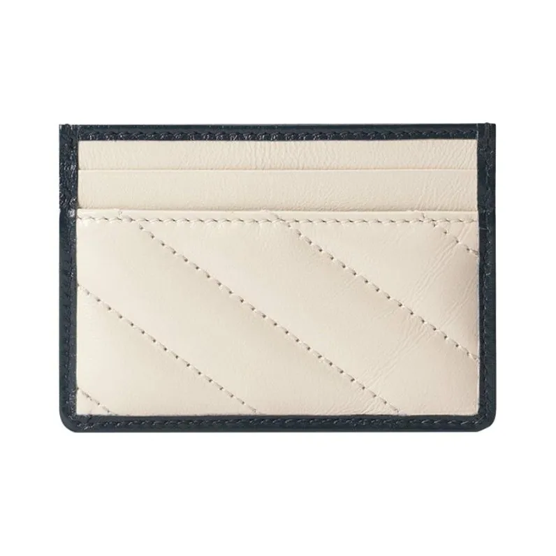 GUCCI Marmont Leather Card Holder With Clip Women's White-2