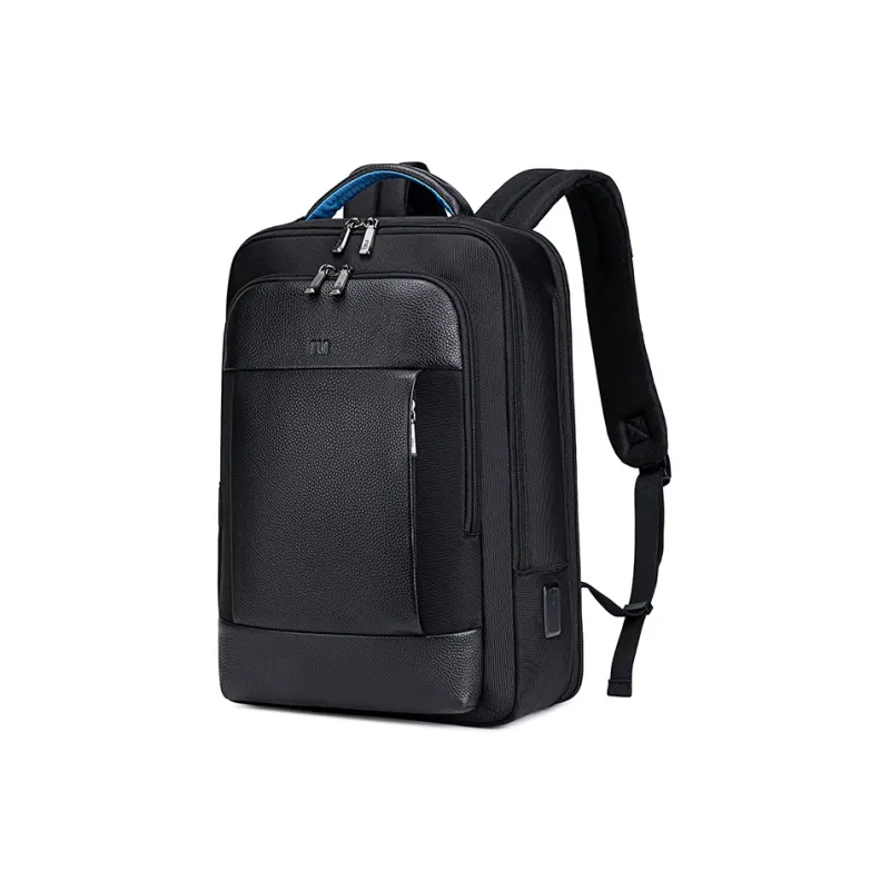 HLA Synthetic Leather Backpack Large Size Men's Black-1