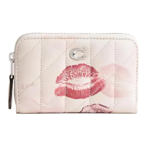 COACH Zip Around Nappa Leather Wallet Mini Women's Chalk Multicolor