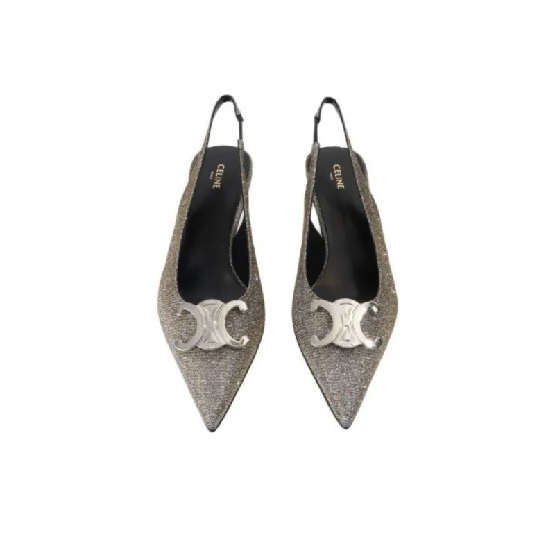 CELINE Slim Heel High Heels 5.5cm Women's Silver-4