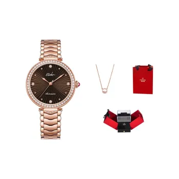 EBOHR Cana Collection Mechanical Movement Stainless Steel Strap Watch Women's Watch Black Dial