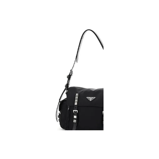 PRADA Cow Leather Crossbody Bag Shoulder Bag Unisex Black-3