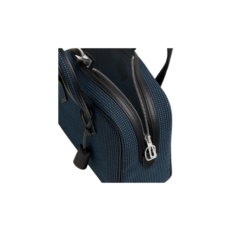 HERMES Victoria III Fourre-tout Canvas With Swift Leather Victoria Bag One Shoulder Handbag Mini Women's Blue & Black-4