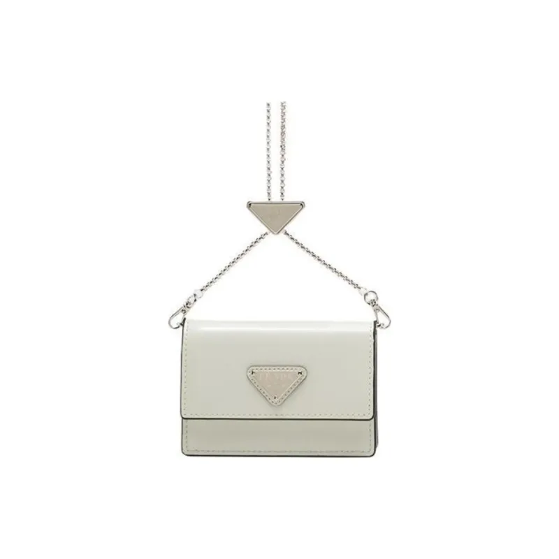 PRADA Cow Leather Wallet Card Clip Card Holder Women's White-0
