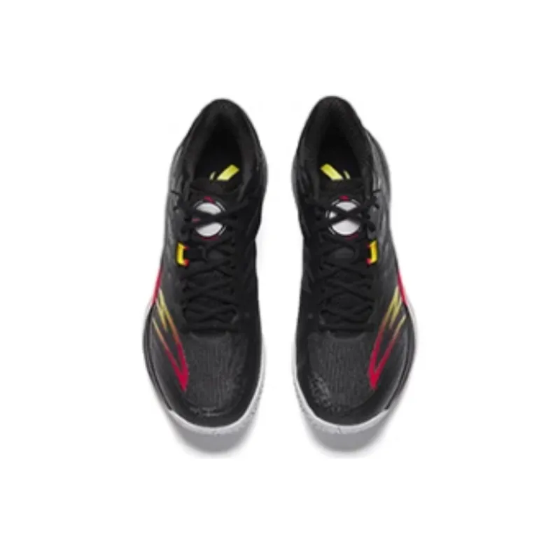Anta Anti Slip And Wear Resistant Coverage Low Top Badminton Shoes Unisex Black Red Yellow-3