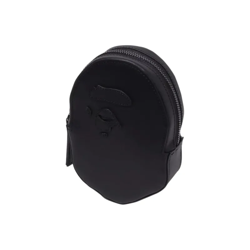 A BATHING APE Cow Leather Crossbody Bag, Shoulder Bag Men's Black-1