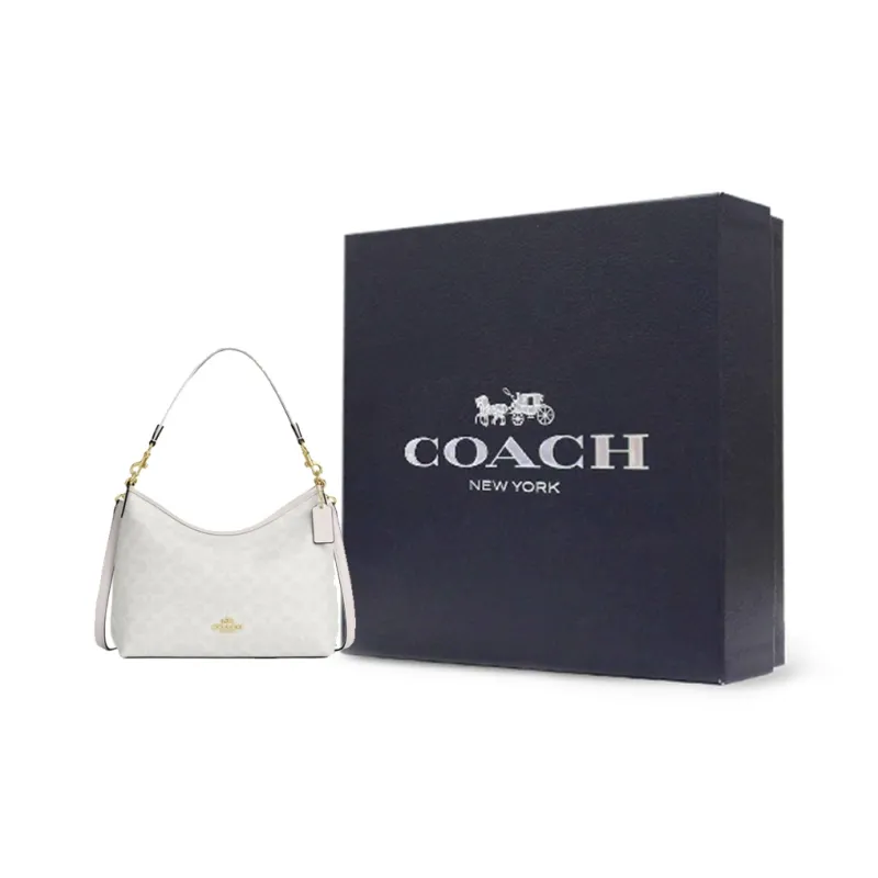 COACH LAUREL Coated Canvas Shoulder Bag Large Size Unisex Chalk-5