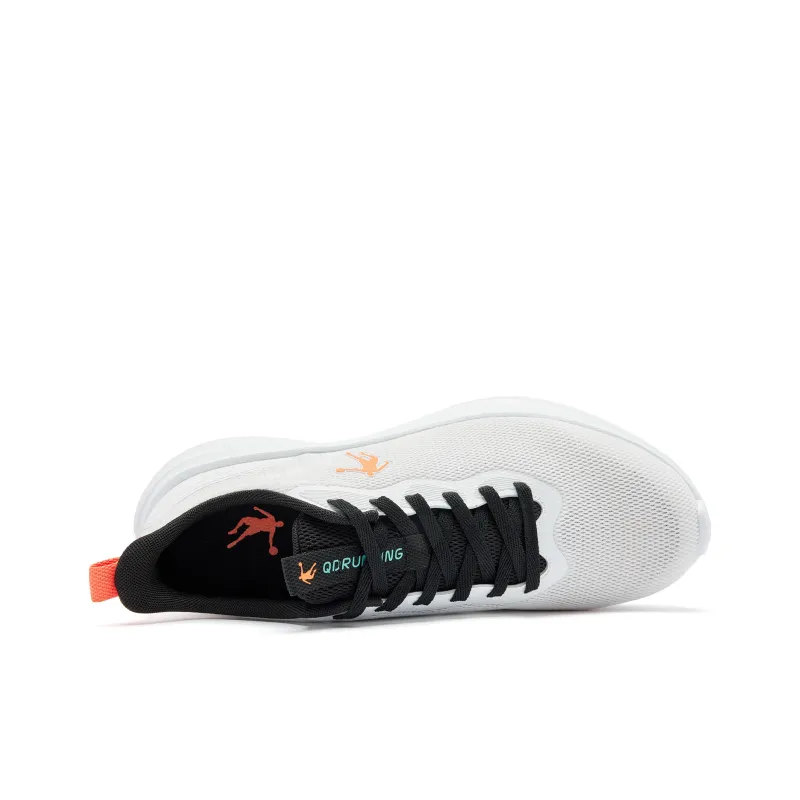 QIAODAN Cushioned Slip-Resistant Abrasion-Resistant Low-Top Casual Running Shoes Men's White Black-4