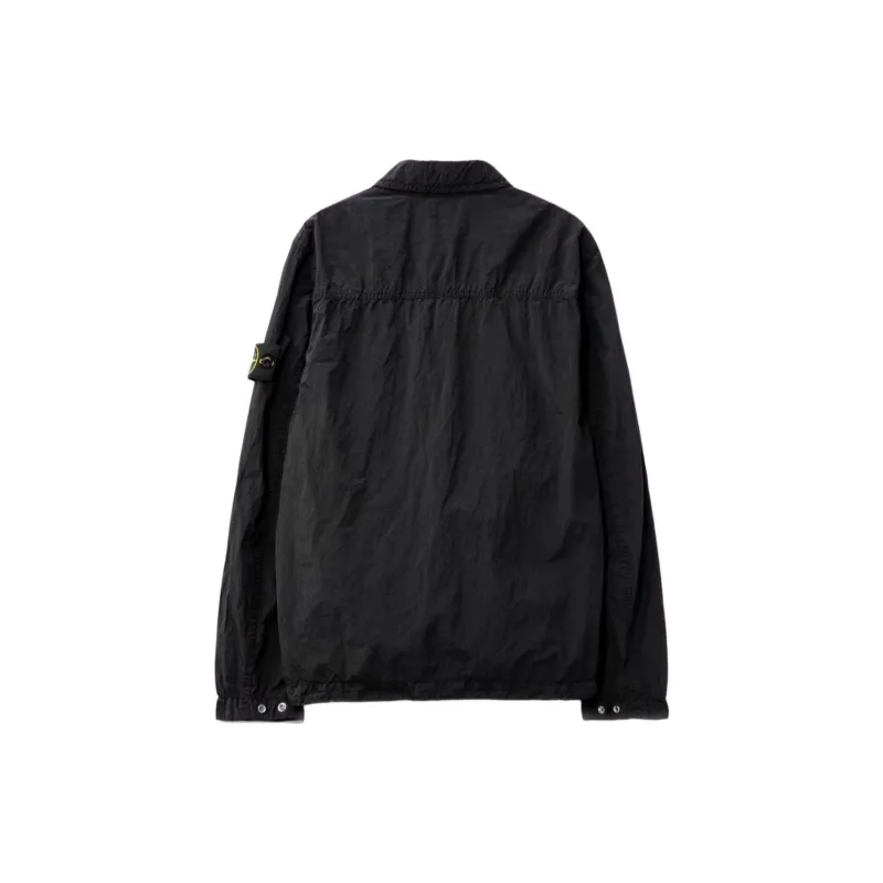 STONE ISLAND Logo Patch Crinkle Finish Overshirt-1