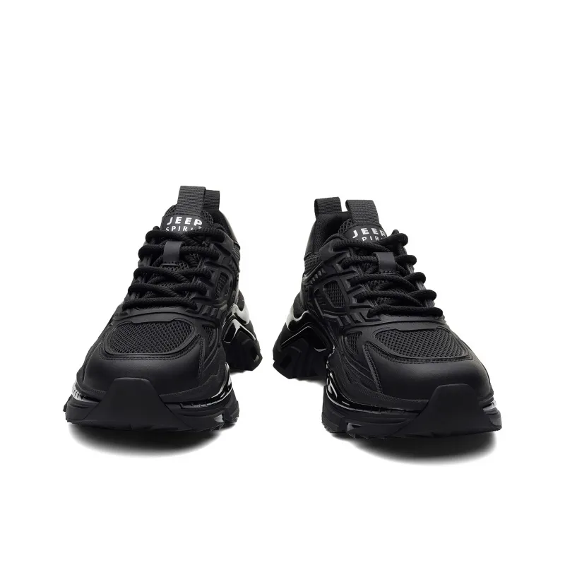 JEEP SPIRIT Black Myth Slip Resistant, Abrasion Resistant, Breathable, Height Increasing Low Top Chunky Sneakers Men's-3