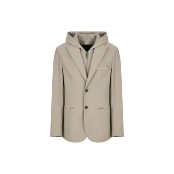 EMPORIO ARMANI Canneté Stretch Nylon Blazer With Detachable Inner Panel And Hood