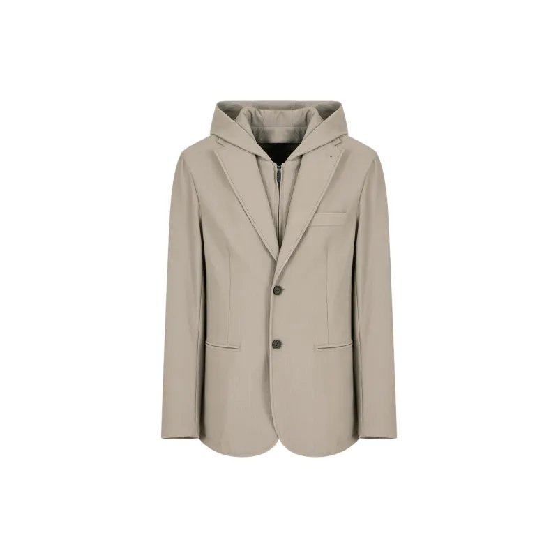 EMPORIO ARMANI Canneté Stretch Nylon Blazer With Detachable Inner Panel And Hood-0