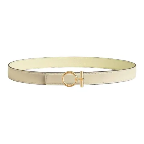 HERMES Calfskin Leather Belts Women's Yellow Width 2.4CM