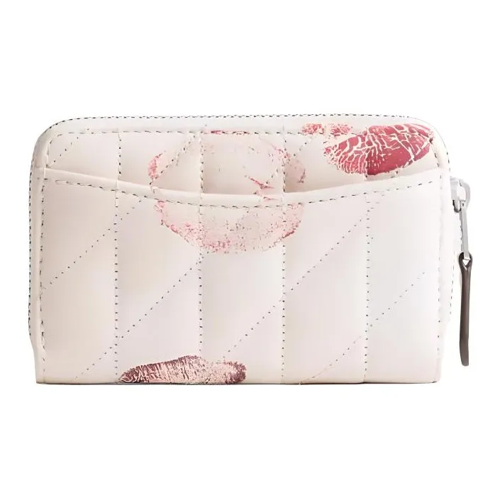 COACH Zip Around Nappa Leather Wallet Mini Women's Chalk Multicolor-1