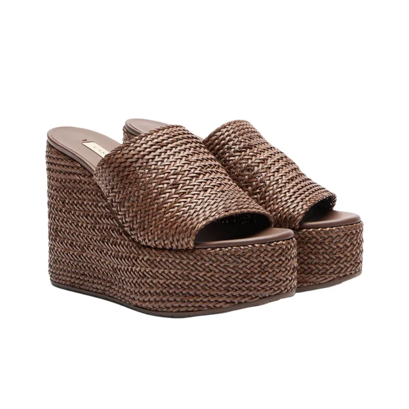 Casadei Slide Slippers 8cm Women's Brown-2