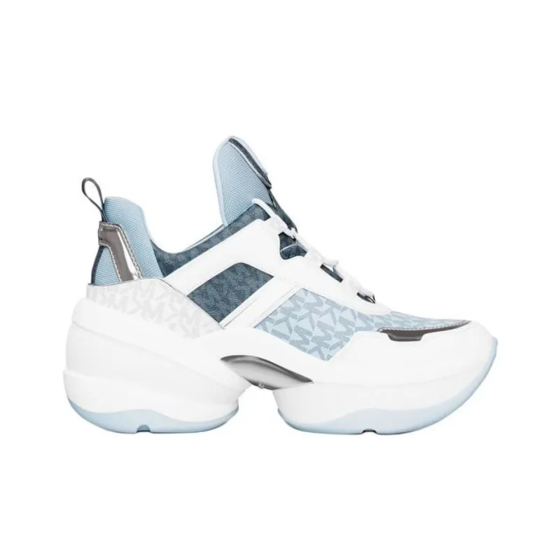 MICHAEL KORS Olympia Low Top Chunky Sneakers 8cm Women's White Blue-1