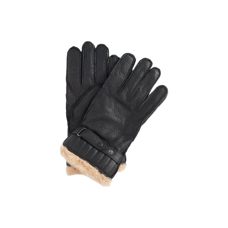 BARBOUR Leather Gloves Men's Black-4