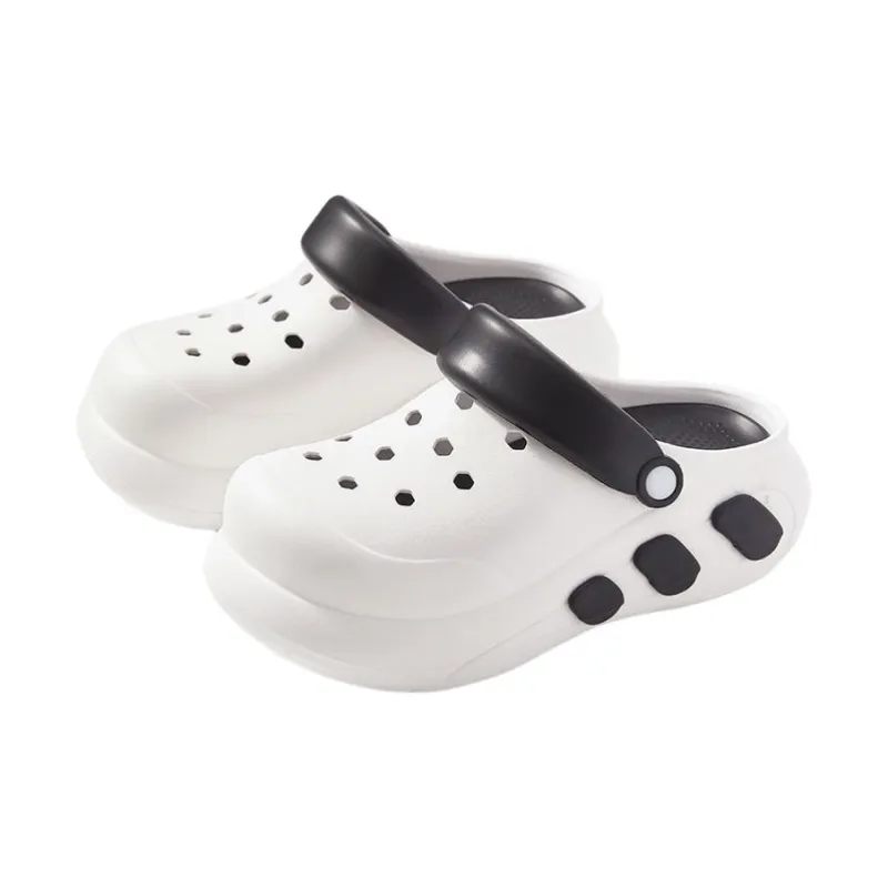 JINGEYU Minimalist Style Fashion Two Tone Platform Height Increasing Clogs Closed Toe Home Slippers-7