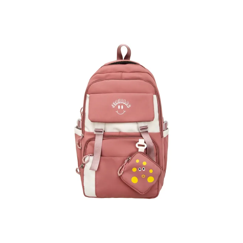 BUBM Nylon Backpack Unisex Black/Ecru/Green/Pink/Khaki/Bayberry Red-0