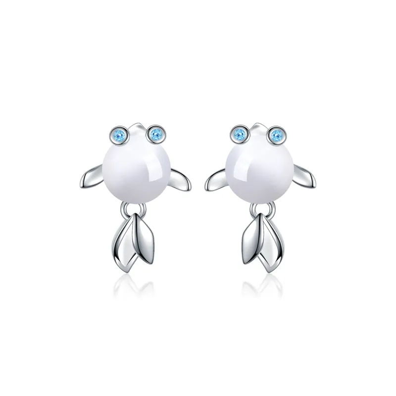 CENTURY&KINDLE Glass Cat Eye Stud Earrings Women's-0