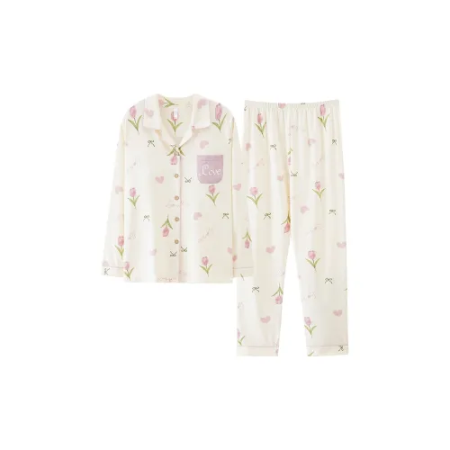 Pretty Lady Pajama Set Women's Ecru