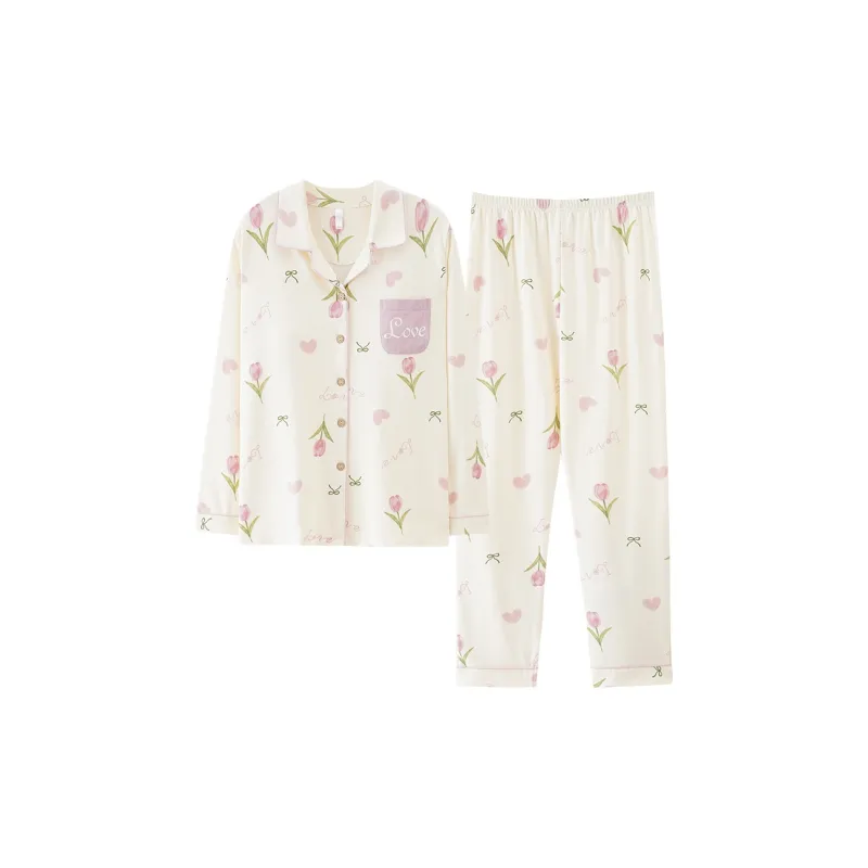 Pretty Lady Pajama Set Women's Ecru-0