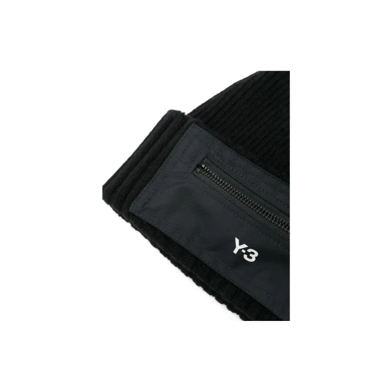 Y 3 Logo Printed Ribbed Knit Beanie-3