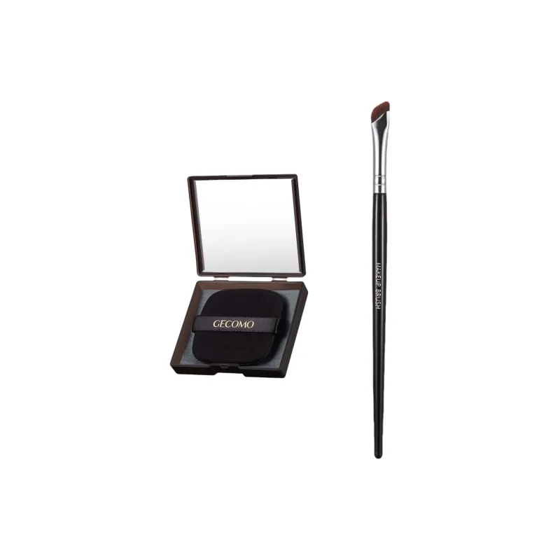 GECOMO Eyeliner Brush+Oil Paper Combination, Self Contained Mirror Powder Puff, Makeup Tool-0