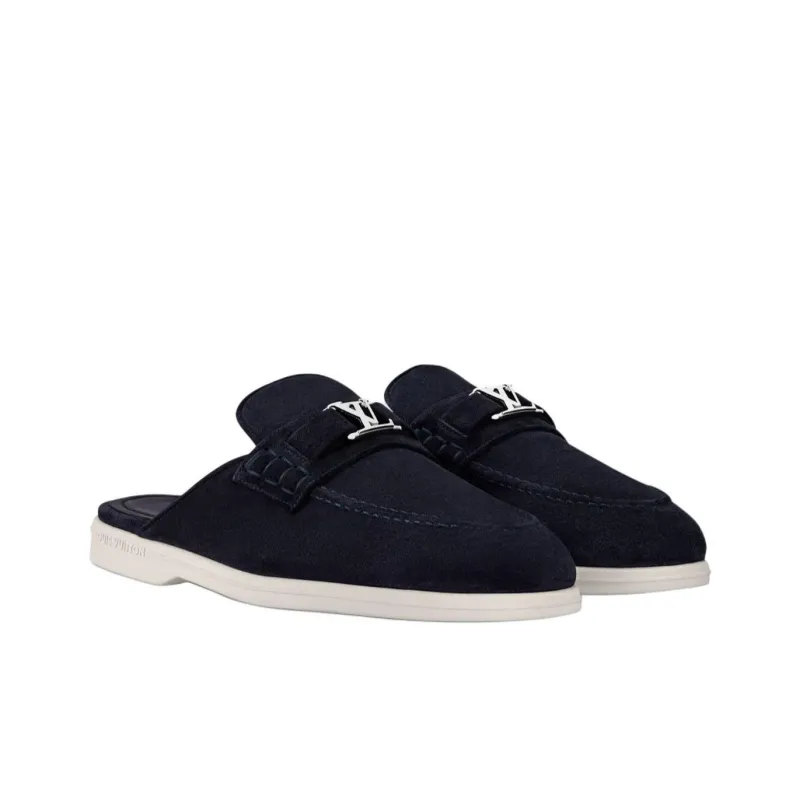 LOUIS VUITTON Estate Rubber Sole Wrap-toe Slippers Men's Blue-1