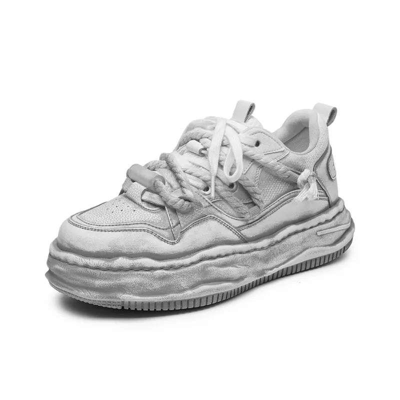 WEISHIBANGWEI Low Top Skateboard Shoes Unisex Distressed White-1