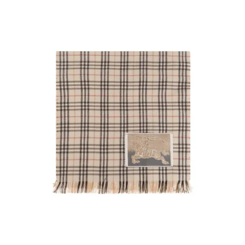 Burberry Logo Patch Checked Fringed Edge Scarf