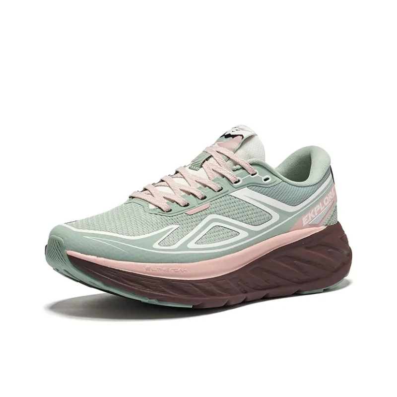 Erke Anti-Slip And Wear-Resistant Rebound Low-Top Trail Running Running Shoes Women's Jade Green Microcrystal White-2