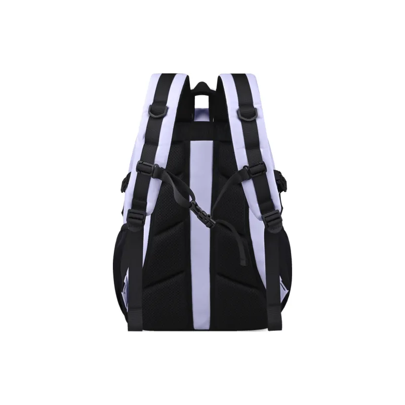 EDISON Nylon Middle And High School Student Backpack Large Size Unisex Black/Silver Gray/Purple-11