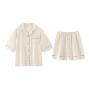 WANANNI Pajama Set Women's Pink Trim Apricot