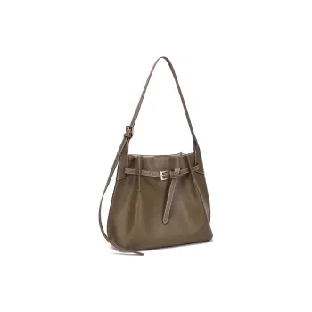 BEMIX PETS Cow Leather Shoulder Bag Regular Women's Elephant Gray/Mulan Red
