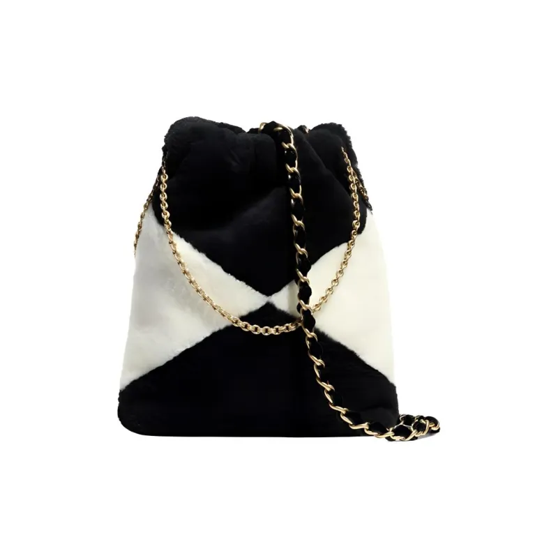 CHANEL Lambskin Shoulder Bag, Crossbody Bag Women's Black/White-1
