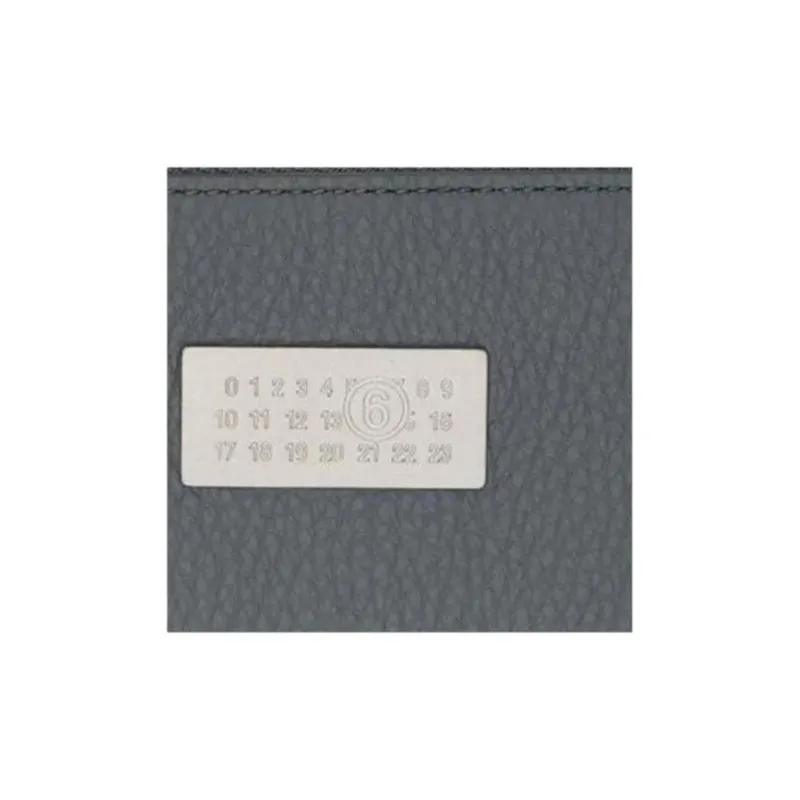 MM6 Maison Margiela Calfskin Card Holder Small Size Men's Black Plum-3