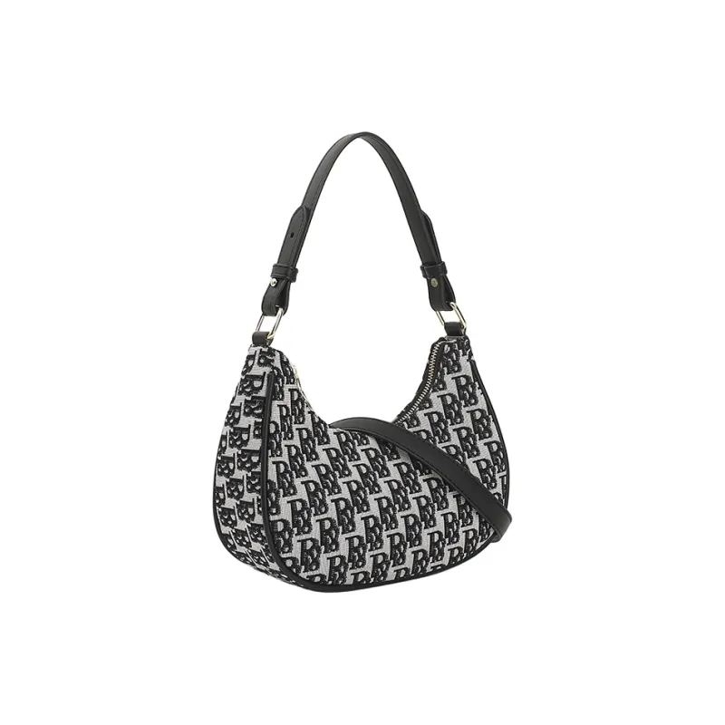 PESASRIE Canvas Portable Crossbody Bag Shoulder Bag Women's Black-2