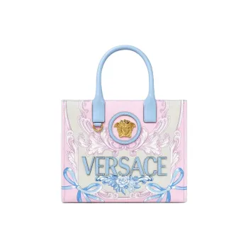 FANSIZHE La Medusa Cotton Tote Bag, Shopping Bag, Shoulder Bag, Handbag Trumpets Women's Light Blue & Multicolor