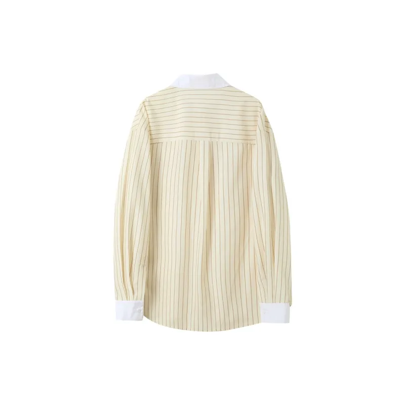 3COLOUR Shirt Women's Light Yellow Stripes-1