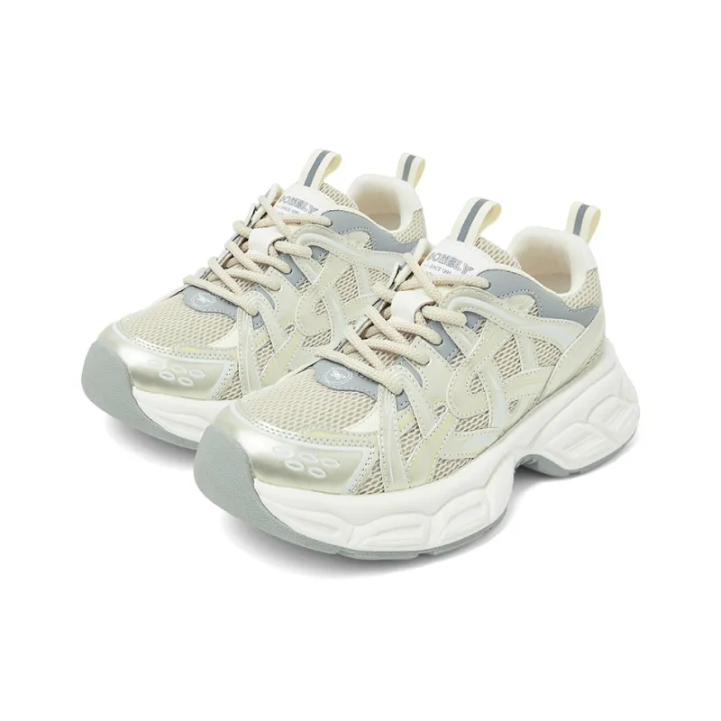 COMELY Chunky Sneakers Women's Low Top Silver/Gold-7